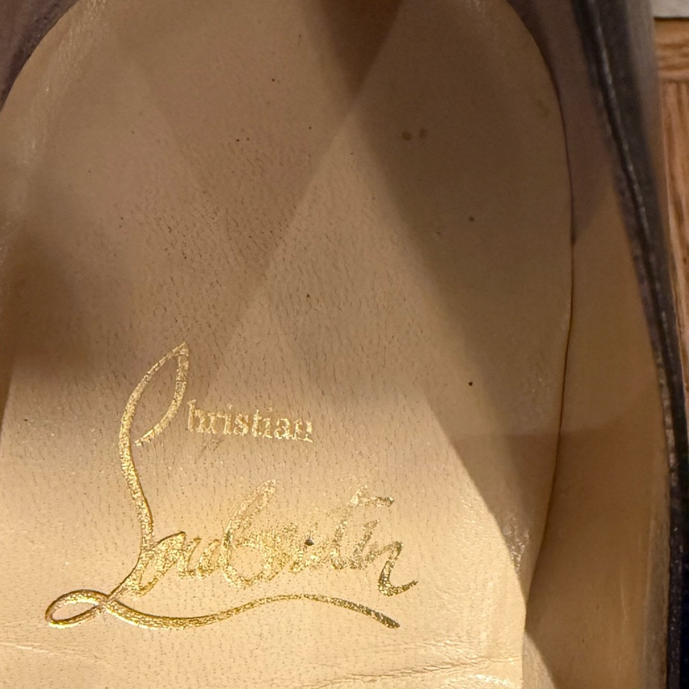 Christian Louboutin Black Leather Peep Toe Heels 37 - Picture 6 of 7